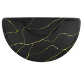 #10028 Barber Chair Mat with Black Gold Marble Pattern, Semi-Circle, 3' x 5' x 1/2"