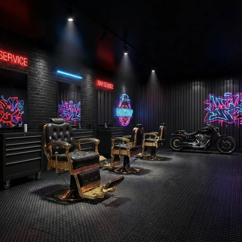 #5043 Heavy Duty Prestige Vintage Barber Chair (Black/Gold)