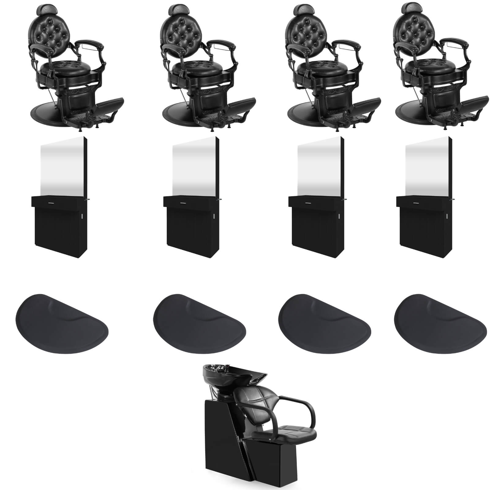 #5045Black Barber Chairs Package with #1005 Shampoo Station