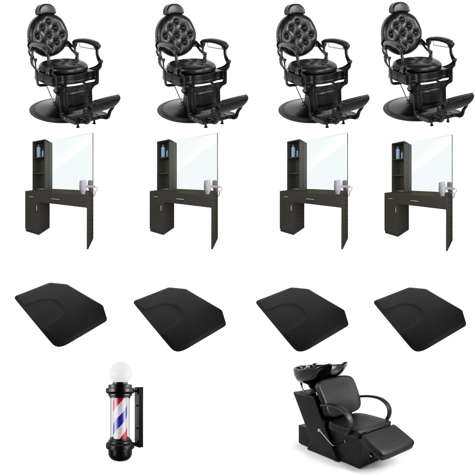 #5045Black Barber Chairs Package with #1006 Shampoo Station