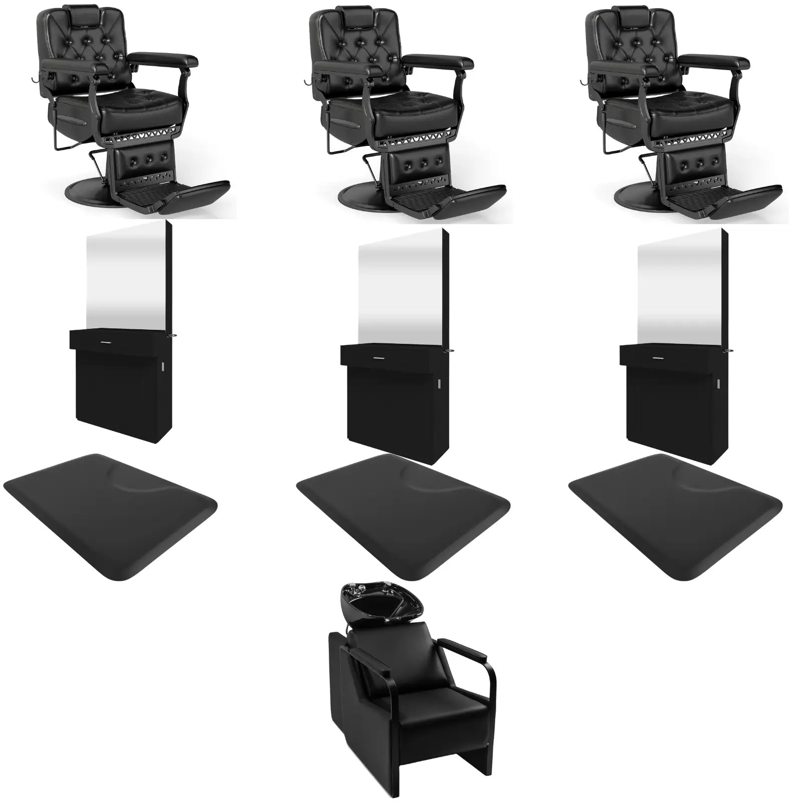 3-Station 5075 Barber Chair Bundle with Backwash