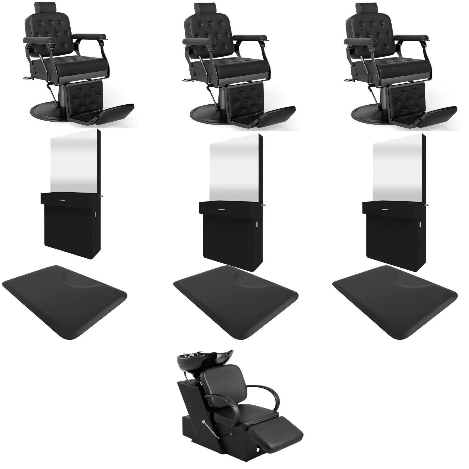 3-Station 5078 Barber Chair Bundle with Backwash