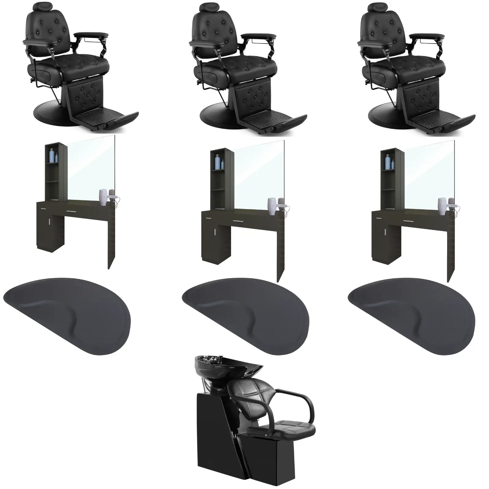 3-Station 5079 Barber Chair Bundle with Backwash