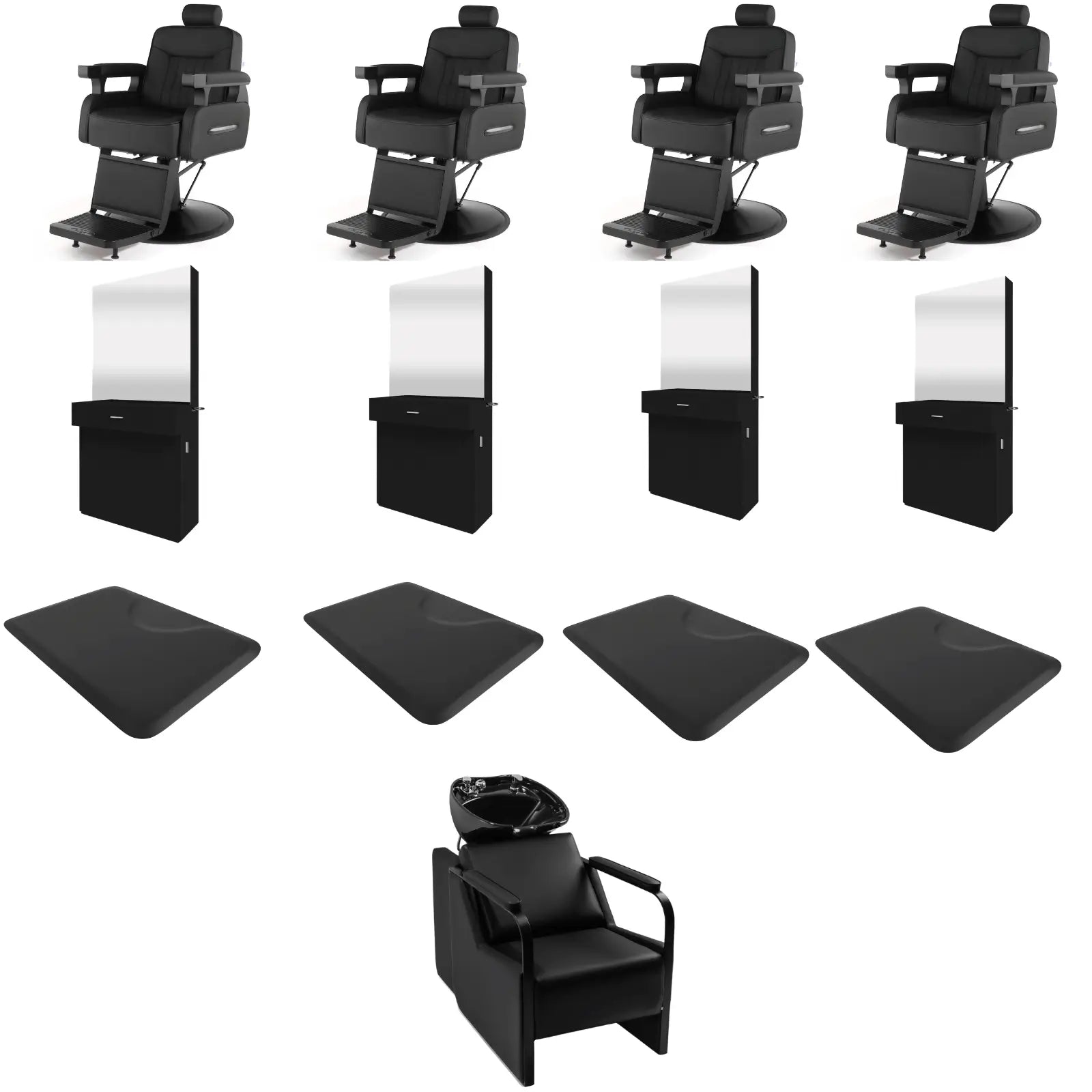 4-Station 5081 Barber Chair Bundle with Backwash