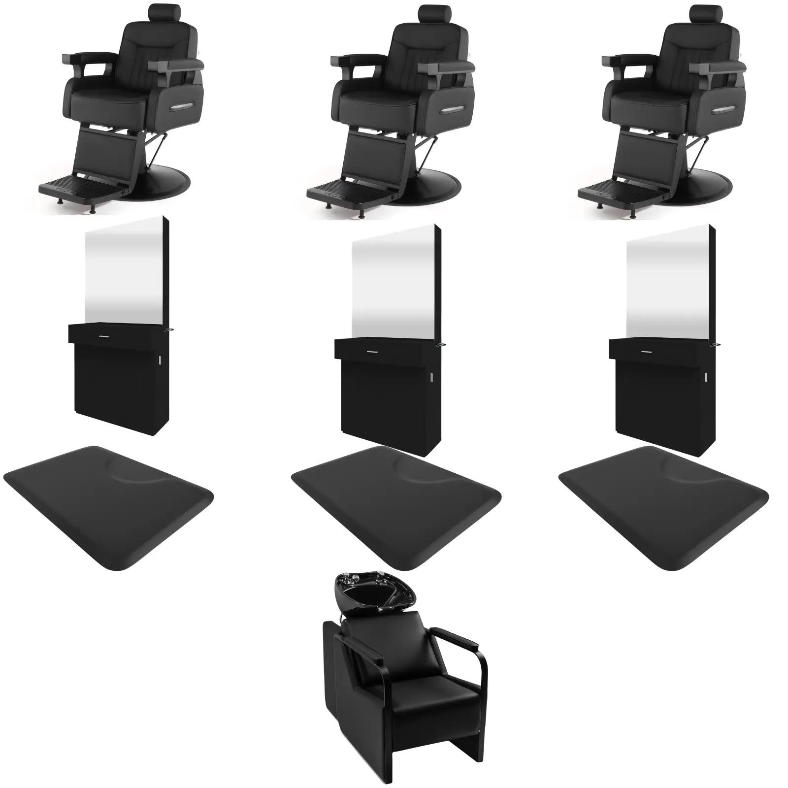 3-Station 5081 Barber Chair Bundle with Backwash