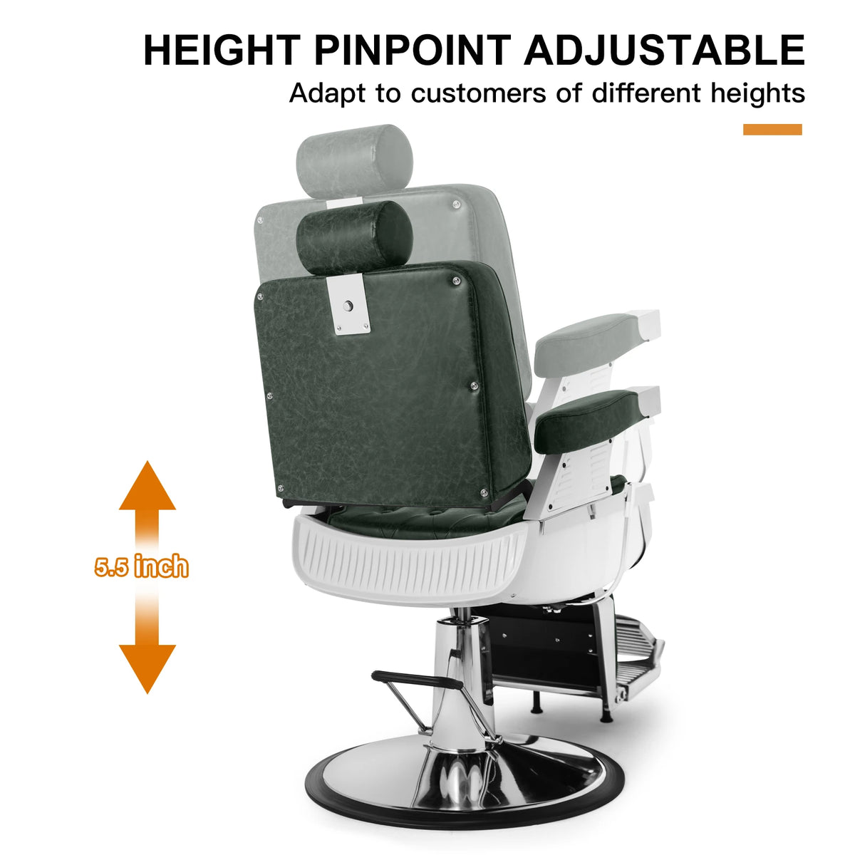 #5274 Vintage Heavy Duty Recline Hydraulic Barber Chair (Green)