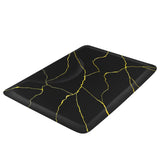 #10029 Barber Chair Mat with Black Gold Marble Pattern, Rectangular Salon Mat, 3' x 4' x 1/2"