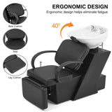 #1902 Shampoo Bowl, white 47’’ Ceramic Bowl Shampoo Chair Adjustable Backwash Sink Salon Wash Unit Shampoo Station Artist hand