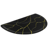 #10028 Barber Chair Mat with Black Gold Marble Pattern, Semi-Circle, 3' x 5' x 1/2"