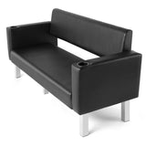 #1003 Office Reception Chairs Waiting Room Bench Guest Chairs Draped in PVC Leather, Leather Bench 60.6'' Conference Room Chairs with 2 Cup Holder Office Couch Stainless Steel Base Chair ASIN：B0C4PLXN31 Artist hand