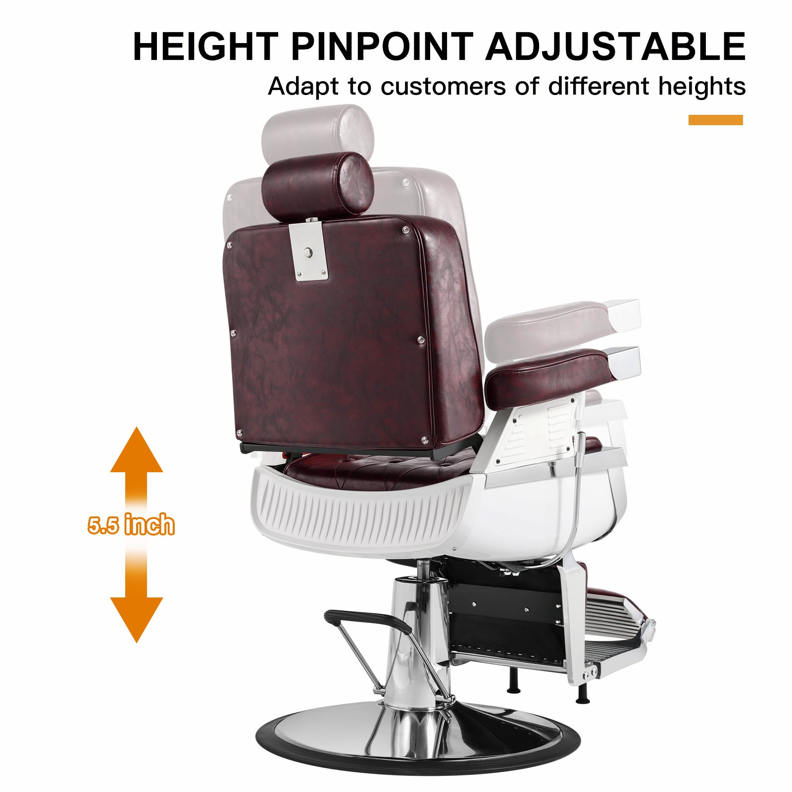 #5173 Silla de peluquero hidráulica reclinable de servicio pesado vintage (Borgoña)