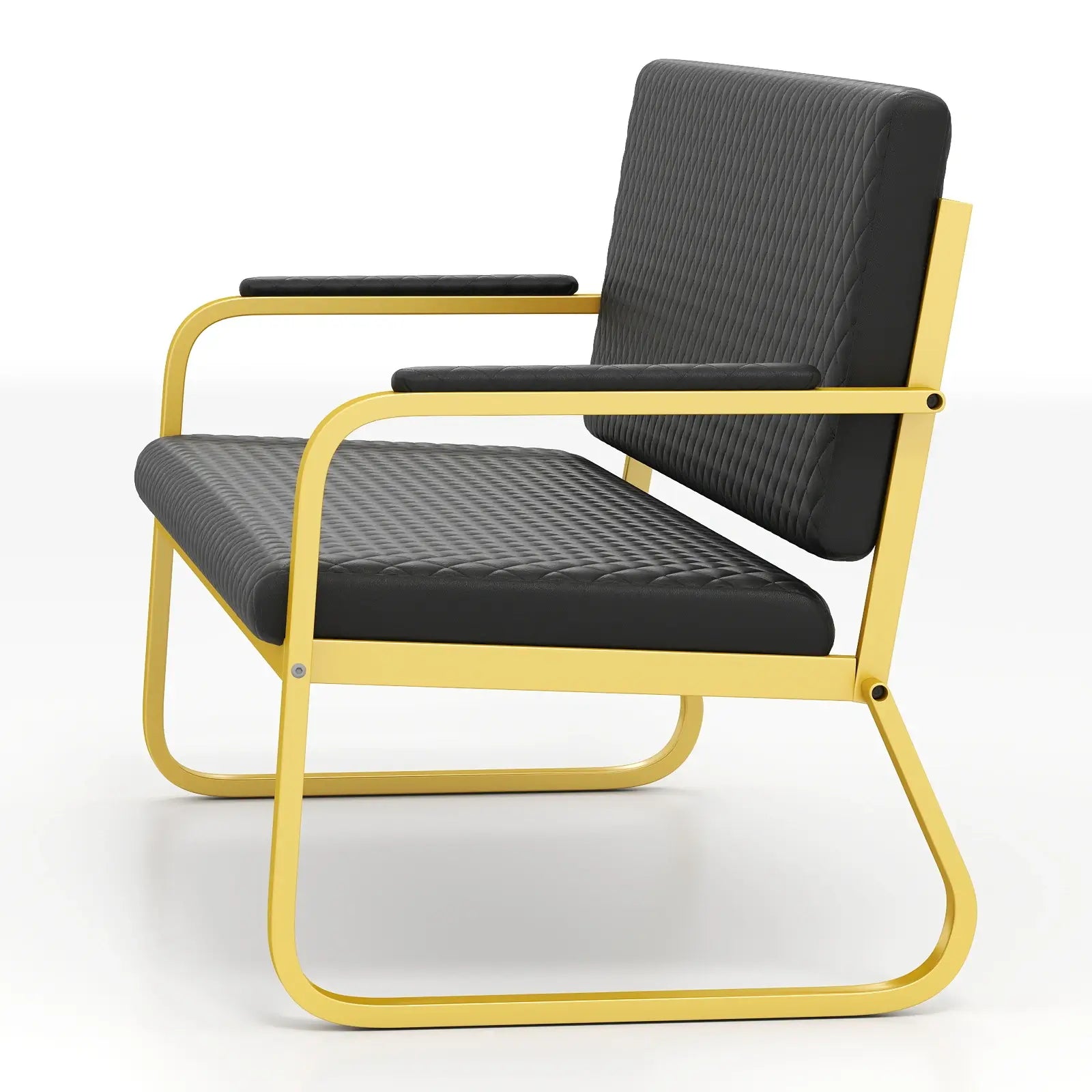 #1020 Waiting Chair, 56’’ Office Guest Chair, Reception Seating with Padded Cushion, Durable Metal Frame, for Beauty Salon Barber Shop