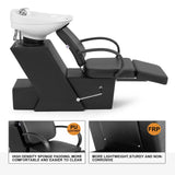 #1902 Shampoo Bowl, white 47’’ Ceramic Bowl Shampoo Chair Adjustable Backwash Sink Salon Wash Unit Shampoo Station Artist hand