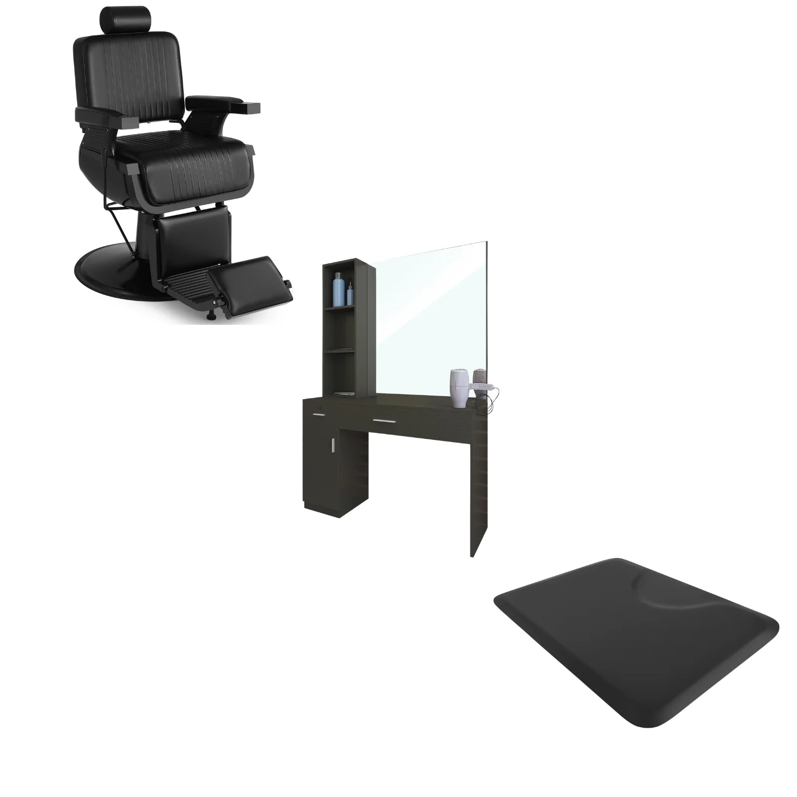1-Station 5073 All Black Barber Chair Bundle