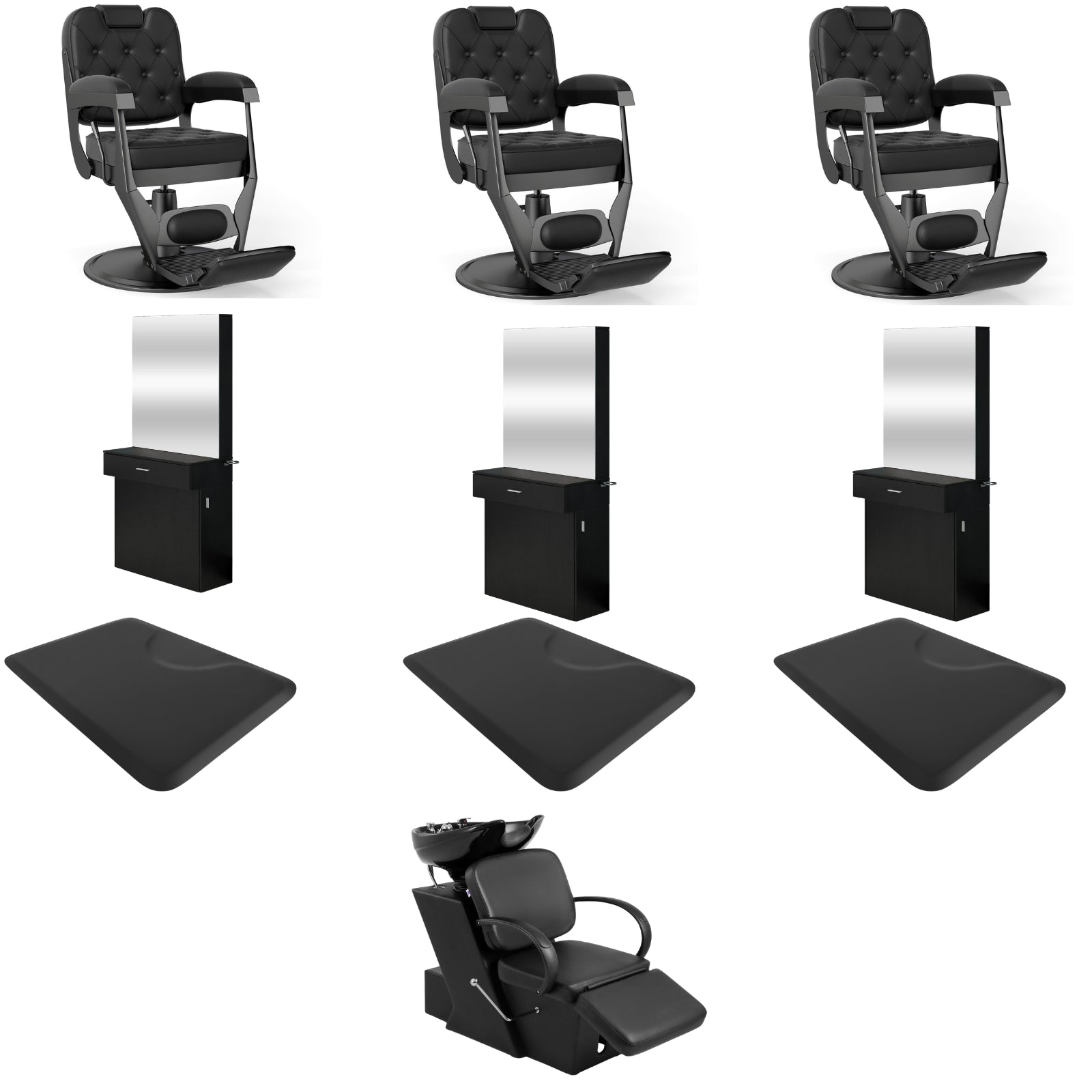 3-Station 5077 Barber Chair Bundle with Backwash