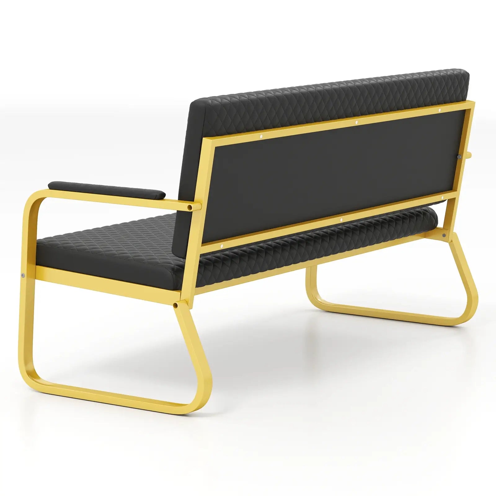 #1020 Waiting Chair, 56’’ Office Guest Chair, Reception Seating with Padded Cushion, Durable Metal Frame, for Beauty Salon Barber Shop