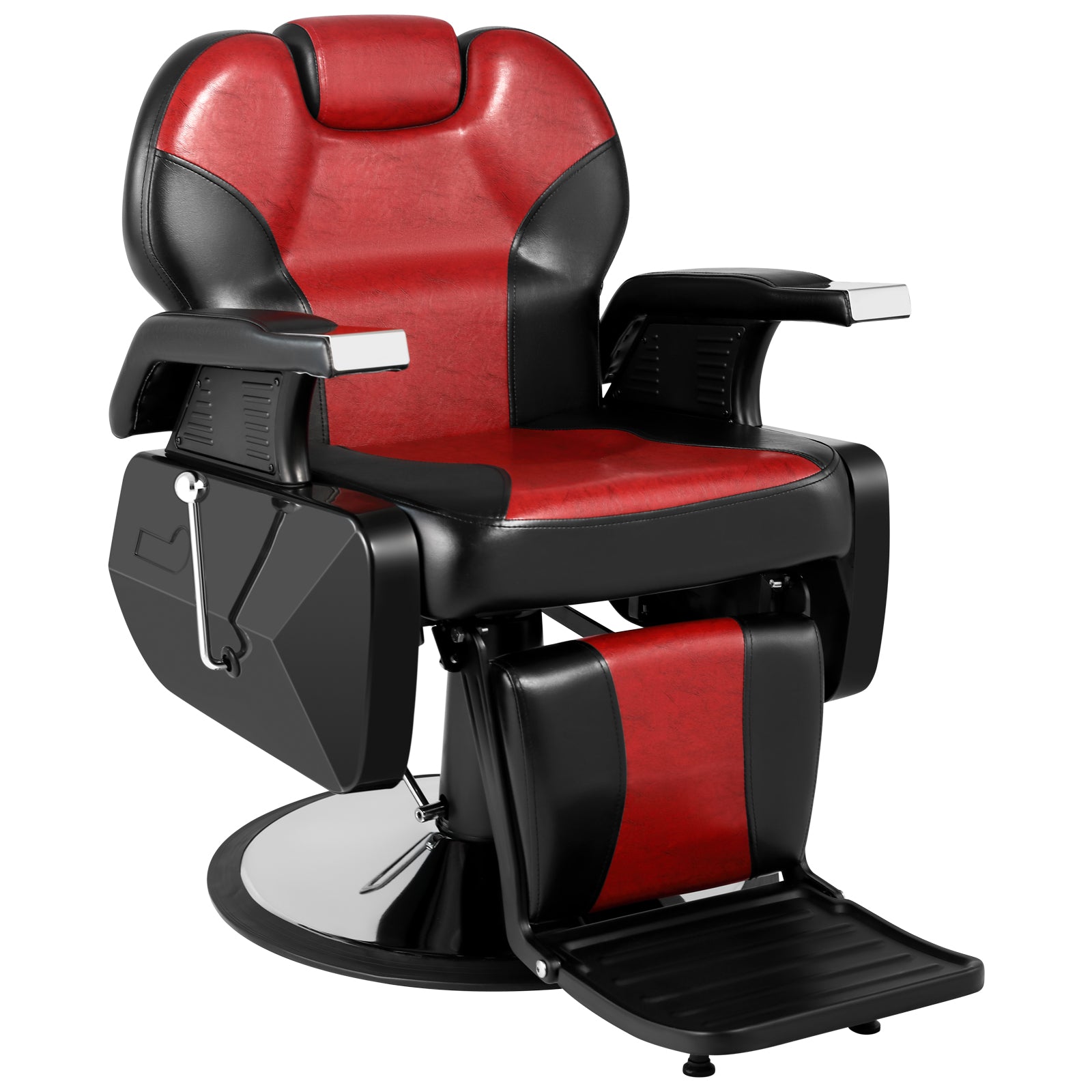 #5116 Silla de peluquero reclinable hidráulica para servicio pesado, roja