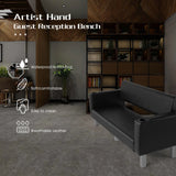 #1003 Office Reception Chairs Waiting Room Bench Guest Chairs Draped in PVC Leather, Leather Bench 60.6'' Conference Room Chairs with 2 Cup Holder Office Couch Stainless Steel Base Chair ASIN：B0C4PLXN31 Artist hand