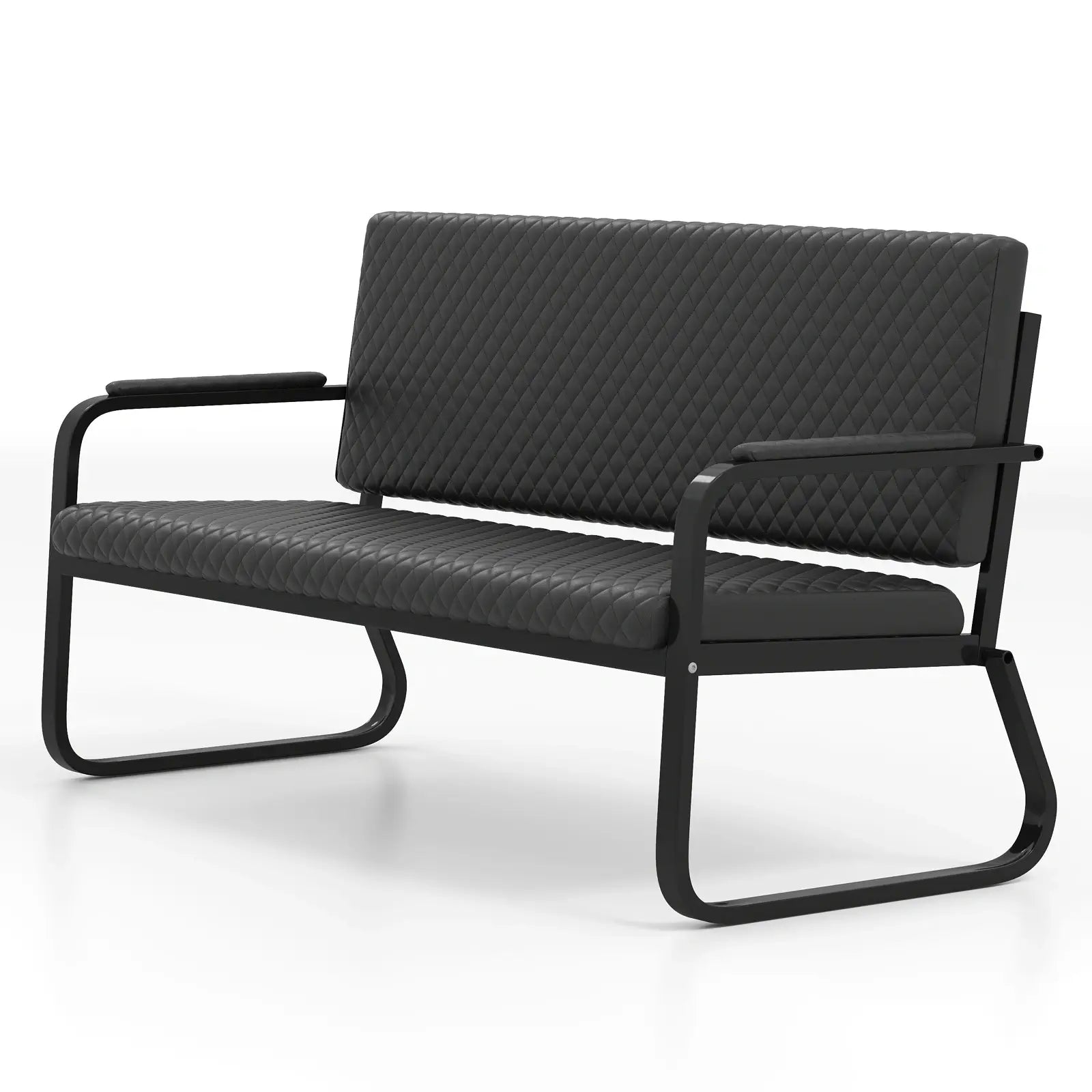 #1020 Waiting Chair, 56’’ Office Guest Chair, Reception Seating with Padded Cushion, Durable Metal Frame, for Beauty Salon Barber Shop