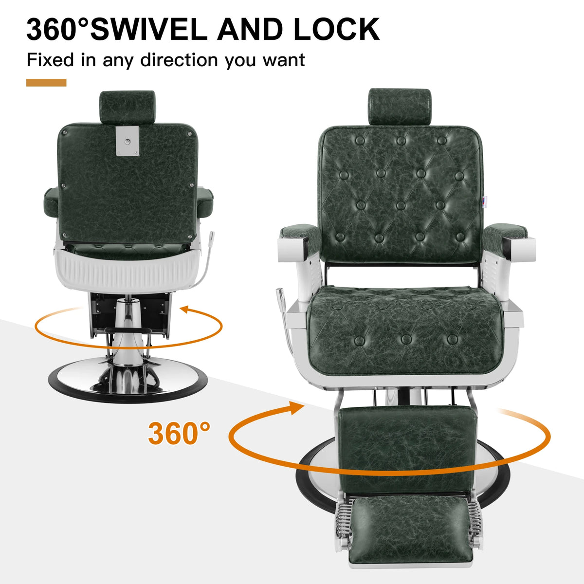 #5274 Vintage Heavy Duty Recline Hydraulic Barber Chair (Green)
