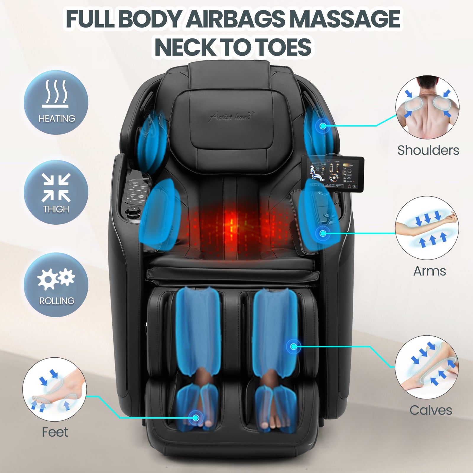 #2010 4D Massage Chair with Smart Body Detection, 3-Level Zero Gravity, 24 Auto Programs, 5-Level 4D Intensity, Airbag Compression, 3-Level Heat, Bluetooth & Wireless Charging