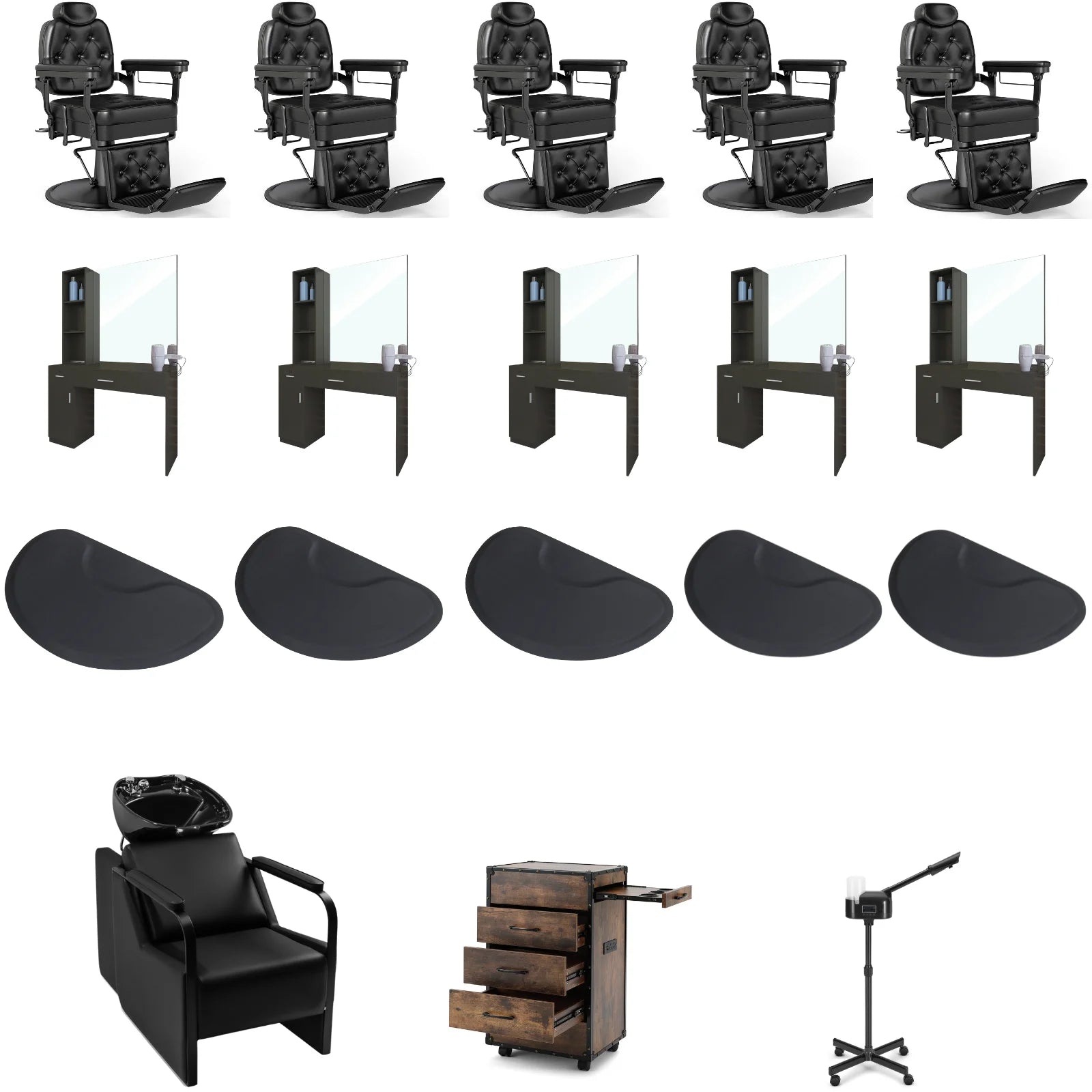 5+ Station 5076 Barber Chair Bundle with Backwash