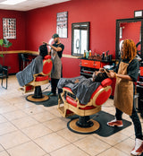 #5197 Vintage Hydraulic Barber Chair – 450 lb Capacity, 360° Swivel & 135° Recline Victory Red / Metallic Gold