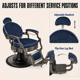 #5097 Vintage Hydraulic Barber Chair – 450 lb Capacity, 360° Swivel & 135° Recline Navy / Silver
