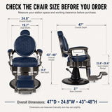 #5097 Vintage Hydraulic Barber Chair – 450 lb Capacity, 360° Swivel & 135° Recline Navy / Silver