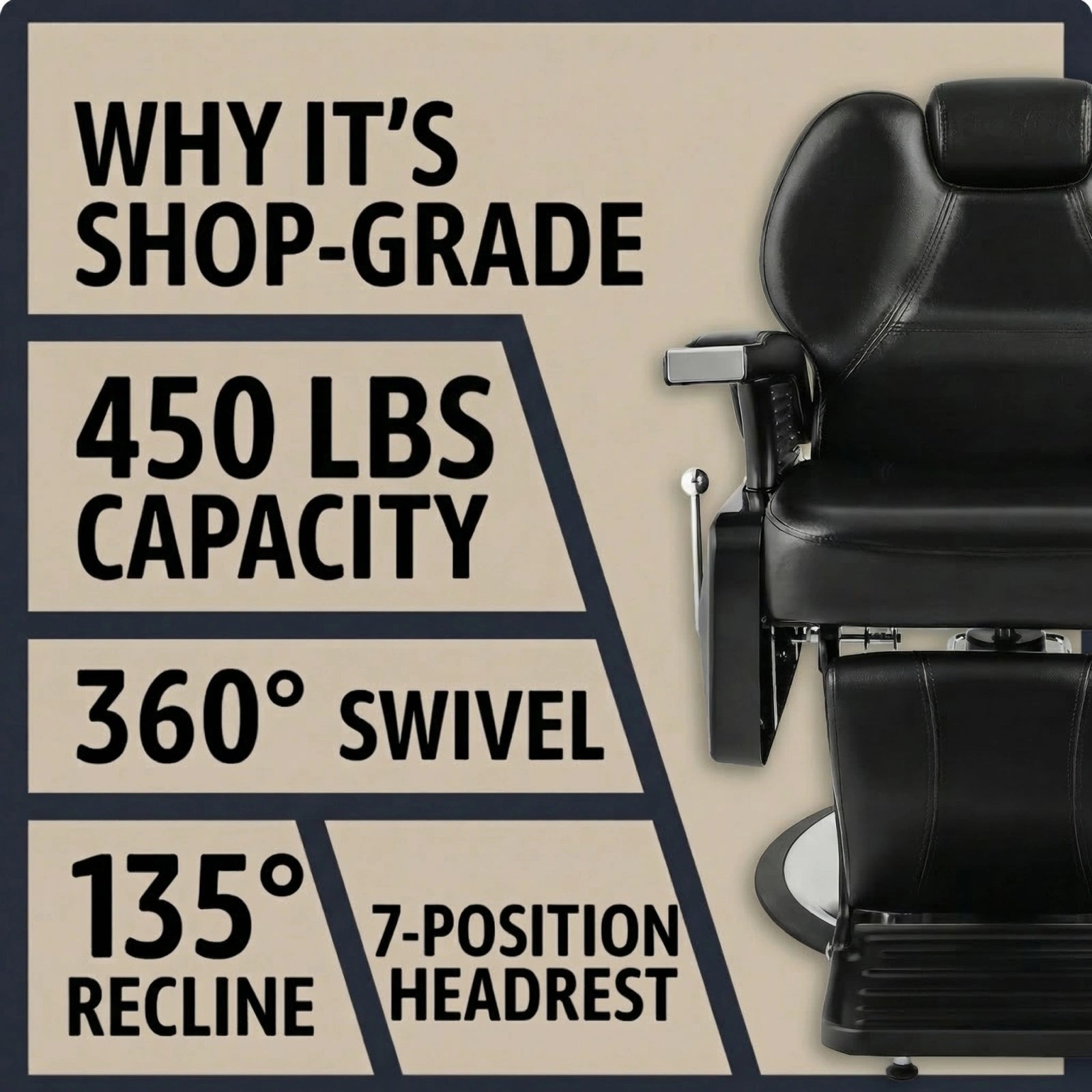 #5001 Hydraulic Reclining Heavy Duty Barber Chair