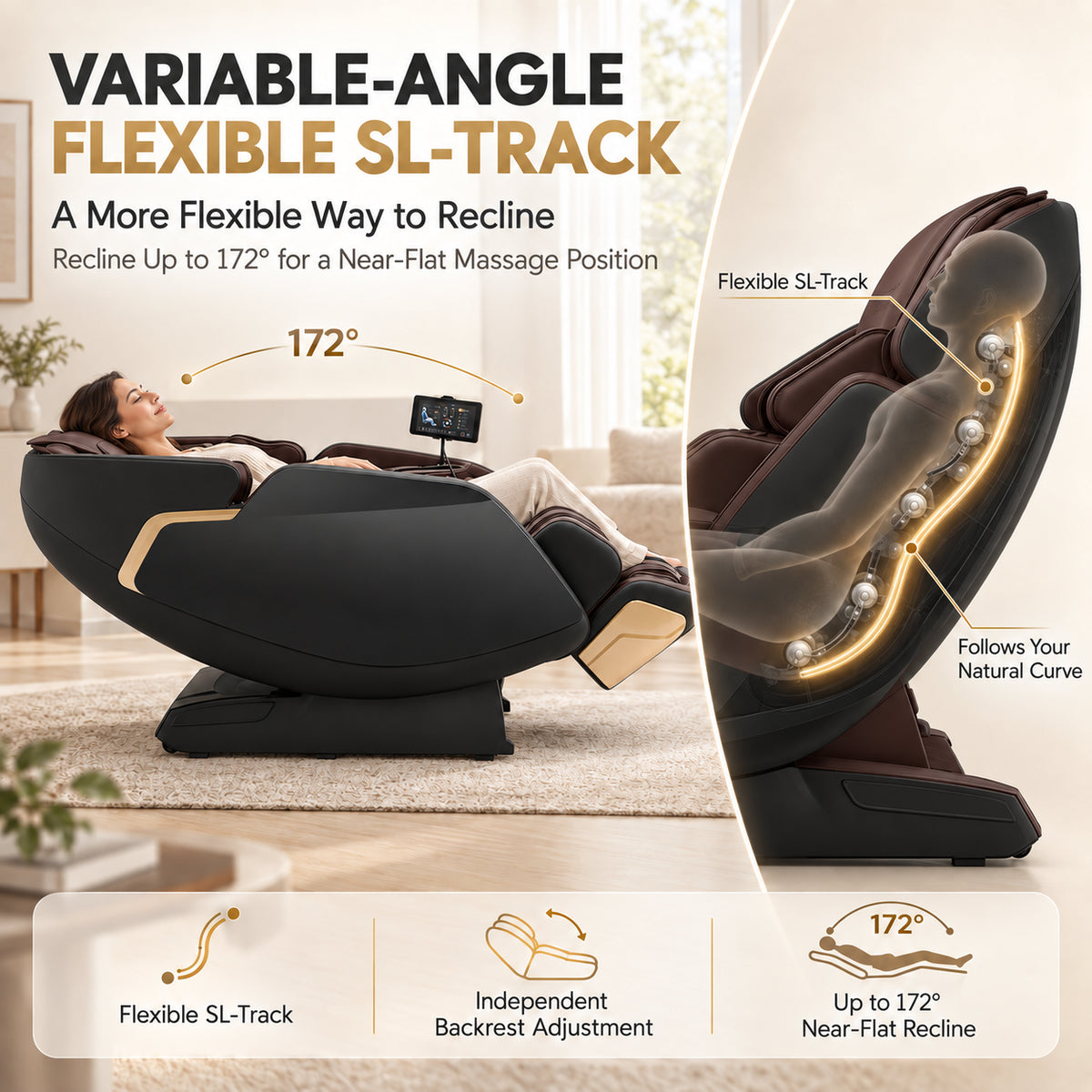 #2011 Massage Chair with Variable-Angle Flexible SL-Track, Smart Body Detection,  3-Level Zero Gravity, 24 Auto Programs, Heat, Airbags & Foot Rollers