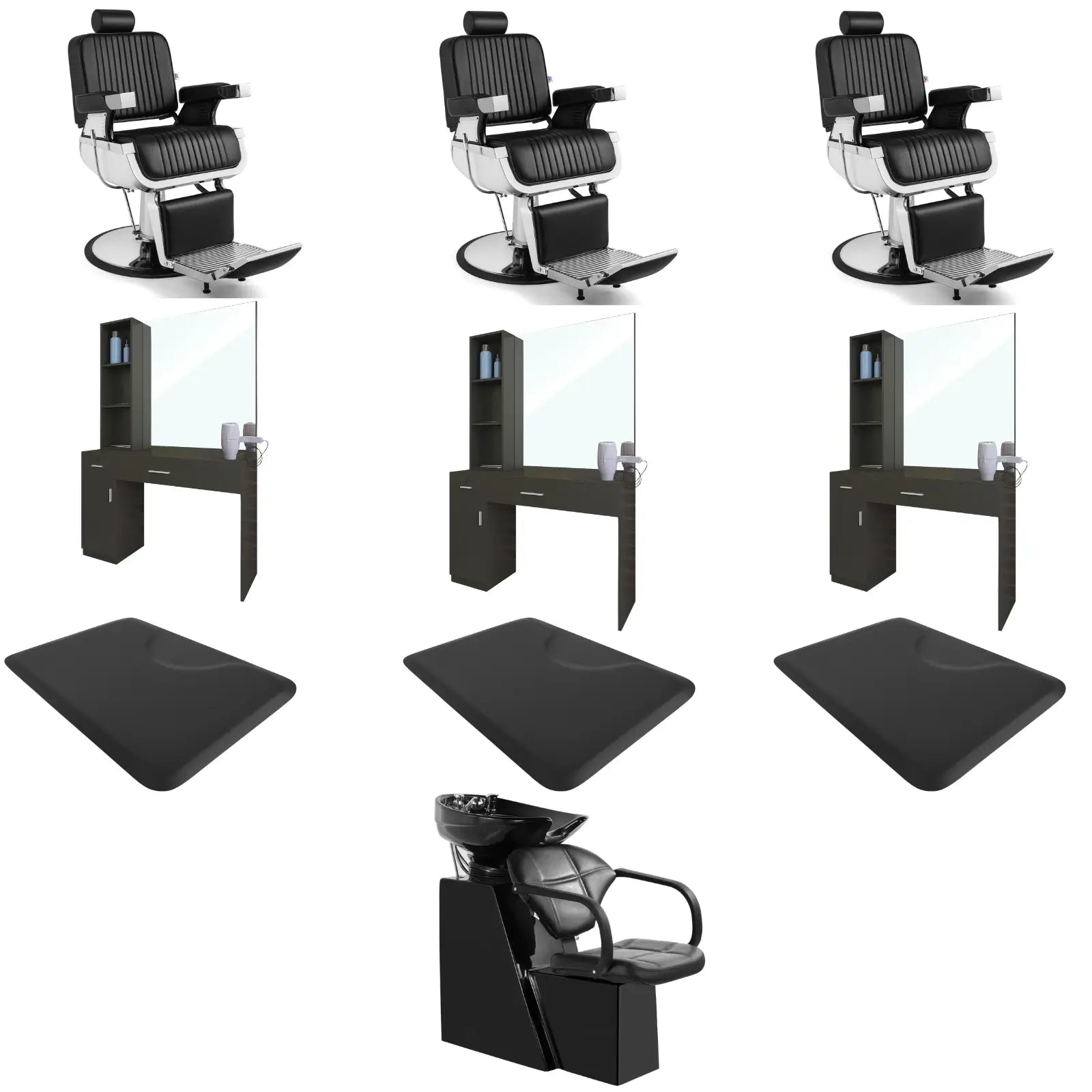 3-Station 5073 Barber Chair Bundle with Backwash