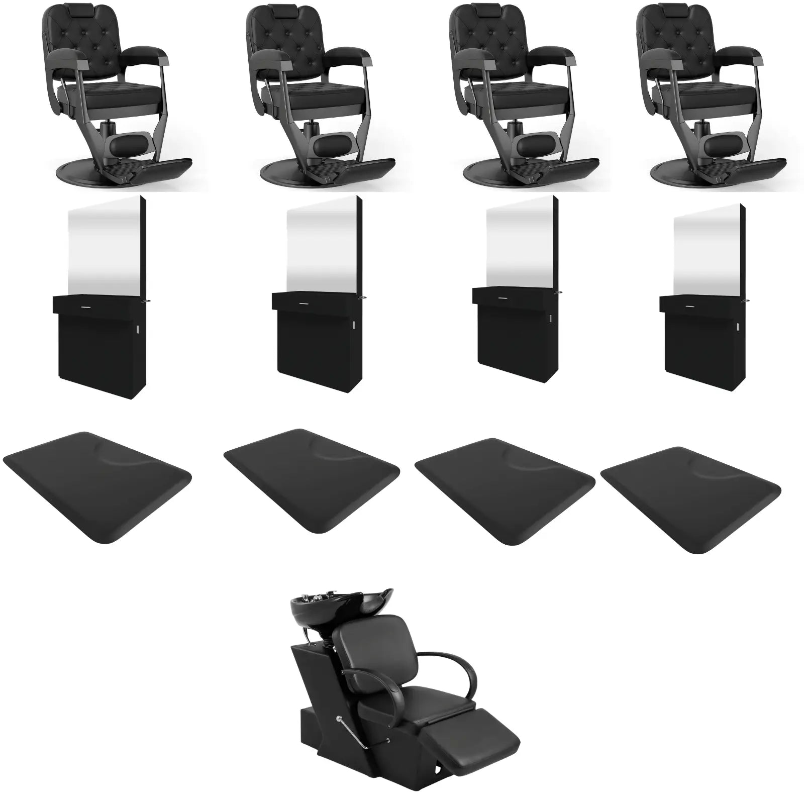 4-Station 5077 Barber Chair Bundle with Backwash