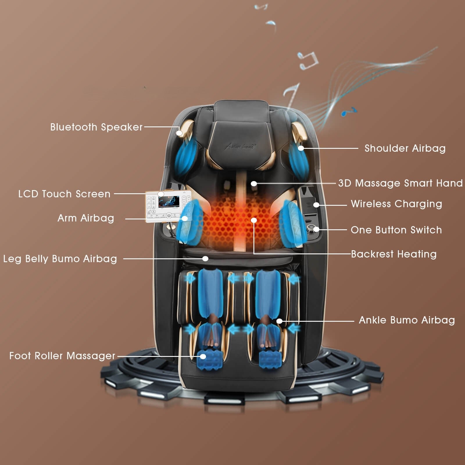 #2005 Extra Wide Seat Massage Chair Full Body, SL Track Zero Gravity Massage Chair Recliner with 12 Modes, Bluetooth, Body Scan, Foot Roller & Airbags Massage