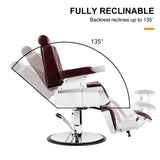 #5173 Silla de peluquero hidráulica reclinable de servicio pesado vintage (Borgoña)