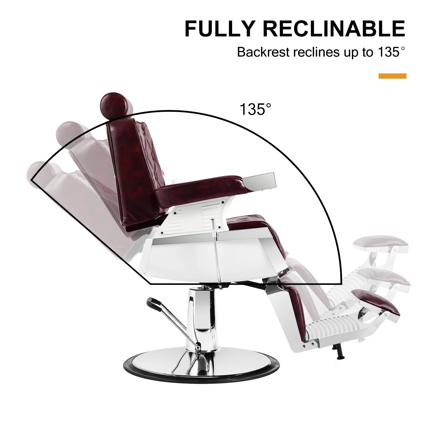 #5173 Silla de peluquero hidráulica reclinable de servicio pesado vintage (Borgoña)