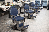 #5097 Vintage Hydraulic Barber Chair – 450 lb Capacity, 360° Swivel & 135° Recline Navy / Silver