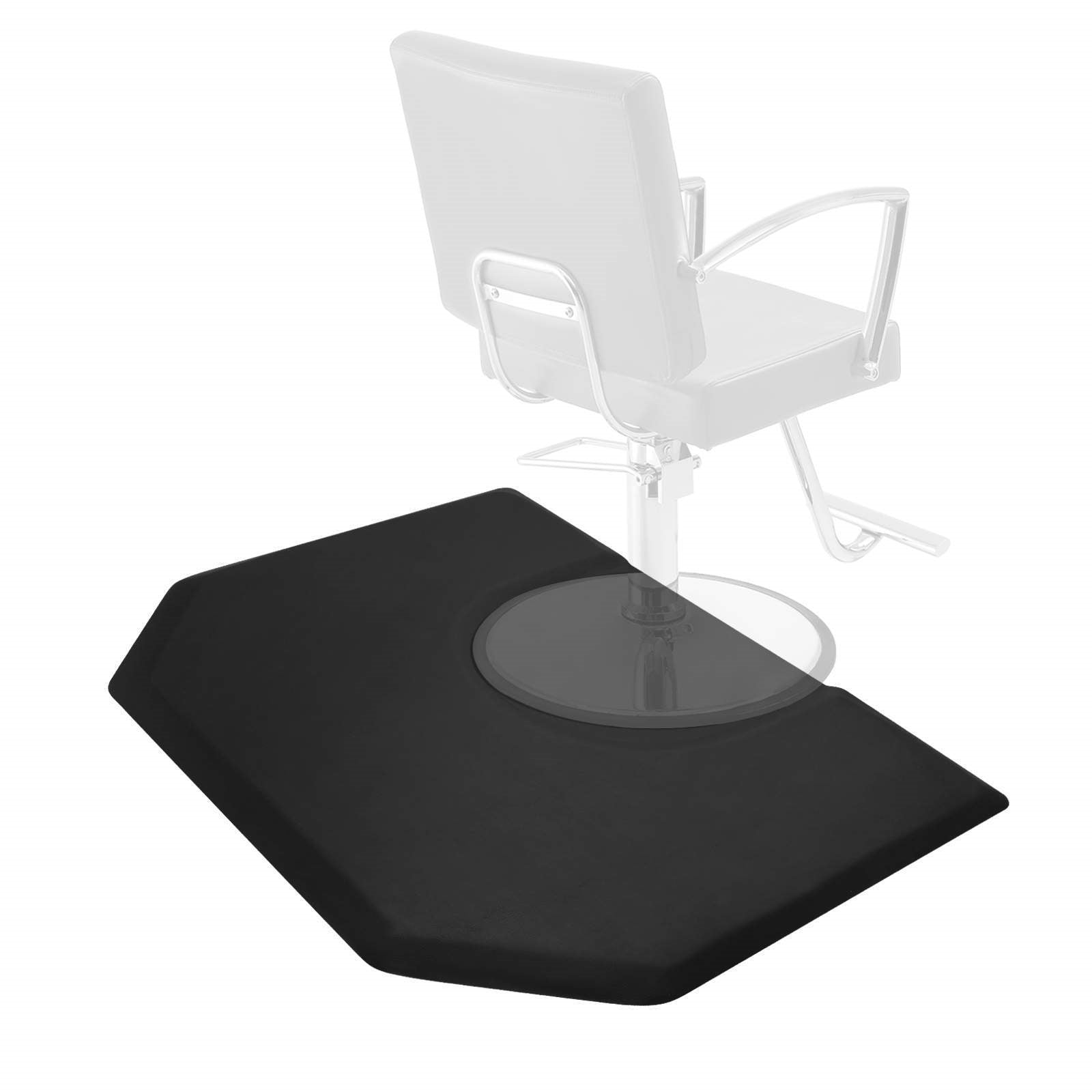 #10027 Alfombrillas antifatiga para silla de peluquero de 4 pies x 5 pies, hexágono negro - 1/2 pulg. de espesor
