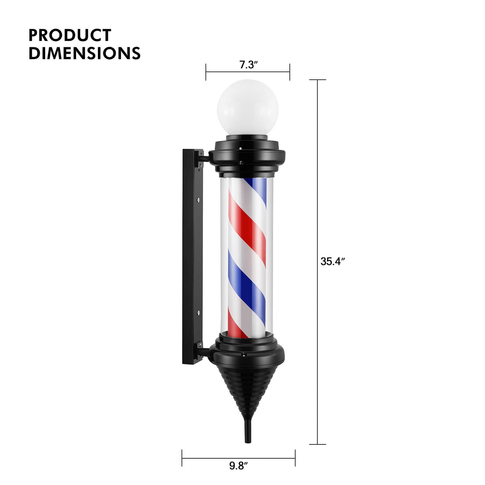 #4045 Rotating Light Vintage LED Barber Pole