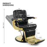 #5636 Prestige Wide Backrest Barber Chair（Gold/Black）