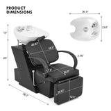 #1902 Shampoo Bowl, white 47’’ Ceramic Bowl Shampoo Chair Adjustable Backwash Sink Salon Wash Unit Shampoo Station Artist hand