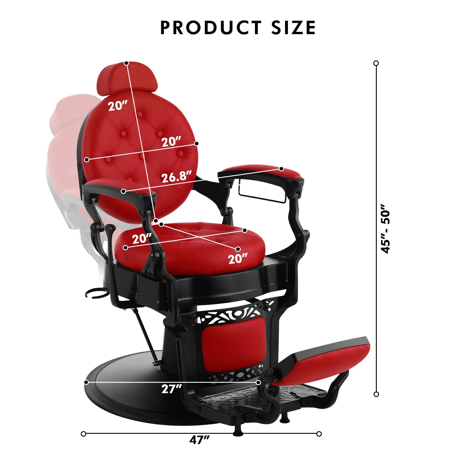 #5045 Red Retro Barber Chair