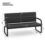 #1020 Waiting Chair, 56’’ Office Guest Chair, Reception Seating with Padded Cushion, Durable Metal Frame, for Beauty Salon Barber Shop
