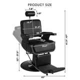 🆕#5073 Heavy Duty Recline Hydraulic Barber Chair (All Black)