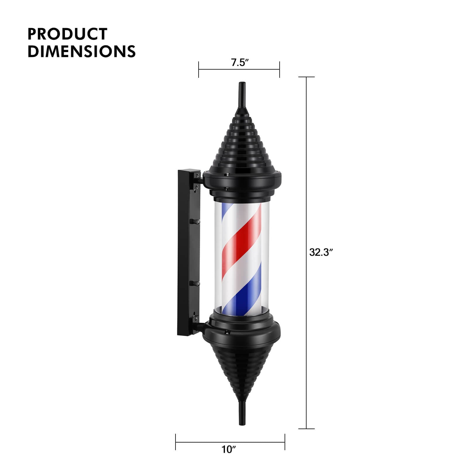 #4044 Rotating Light Vintage LED Barber Pole