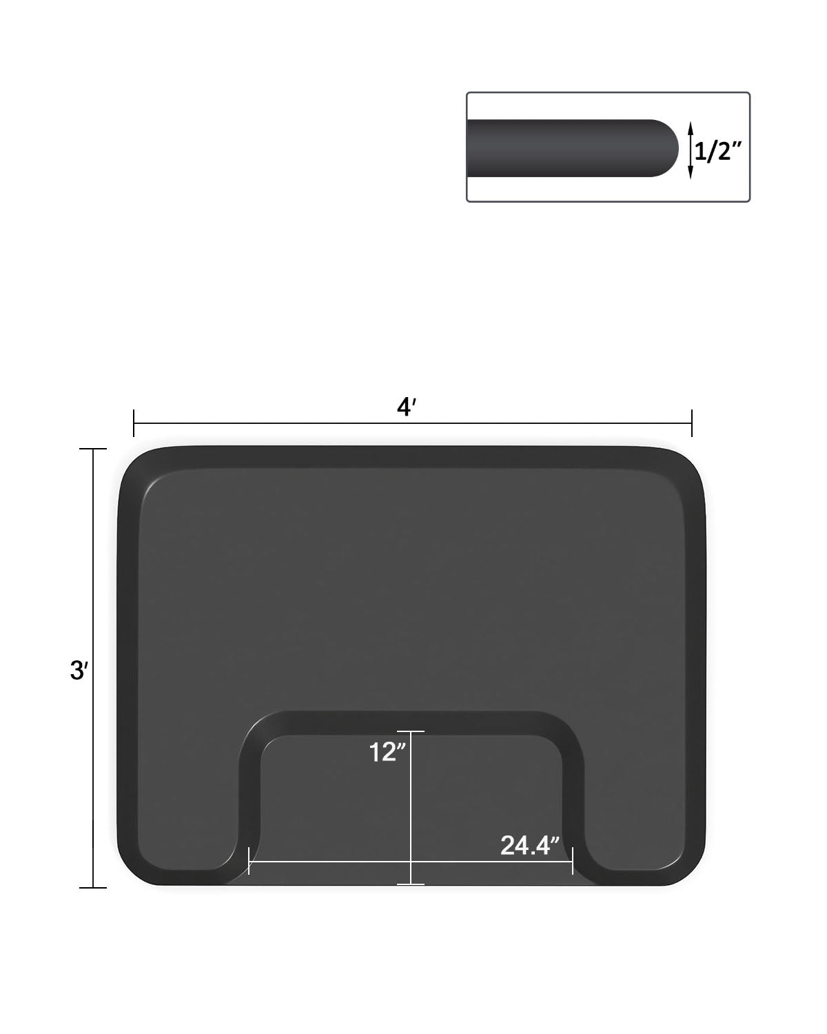 #10055 3′x 4′x 1/2" Salon Mat Anti Fatigue Stand Barber Chair Floor Mats（square slot）