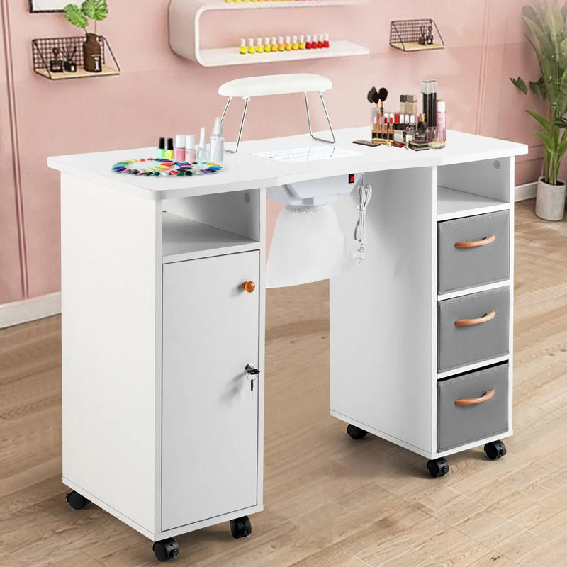7011 Manicure Table, Nail Tech Table Station with Electric Downdraft