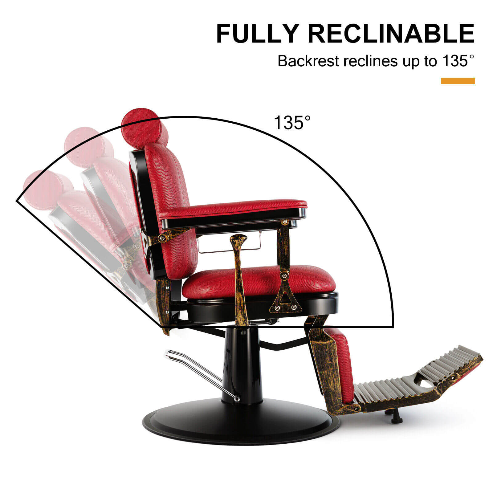 #5154 Retro Hydraulic Reclining Barber Chair (Burgundy)