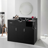 #10093 Shampoo Station with Shampoo Bowl and Drawer, All in One Backwash Sink with USB, 110V Outlets, Hair Dryer Holes and P Trap Artist hand