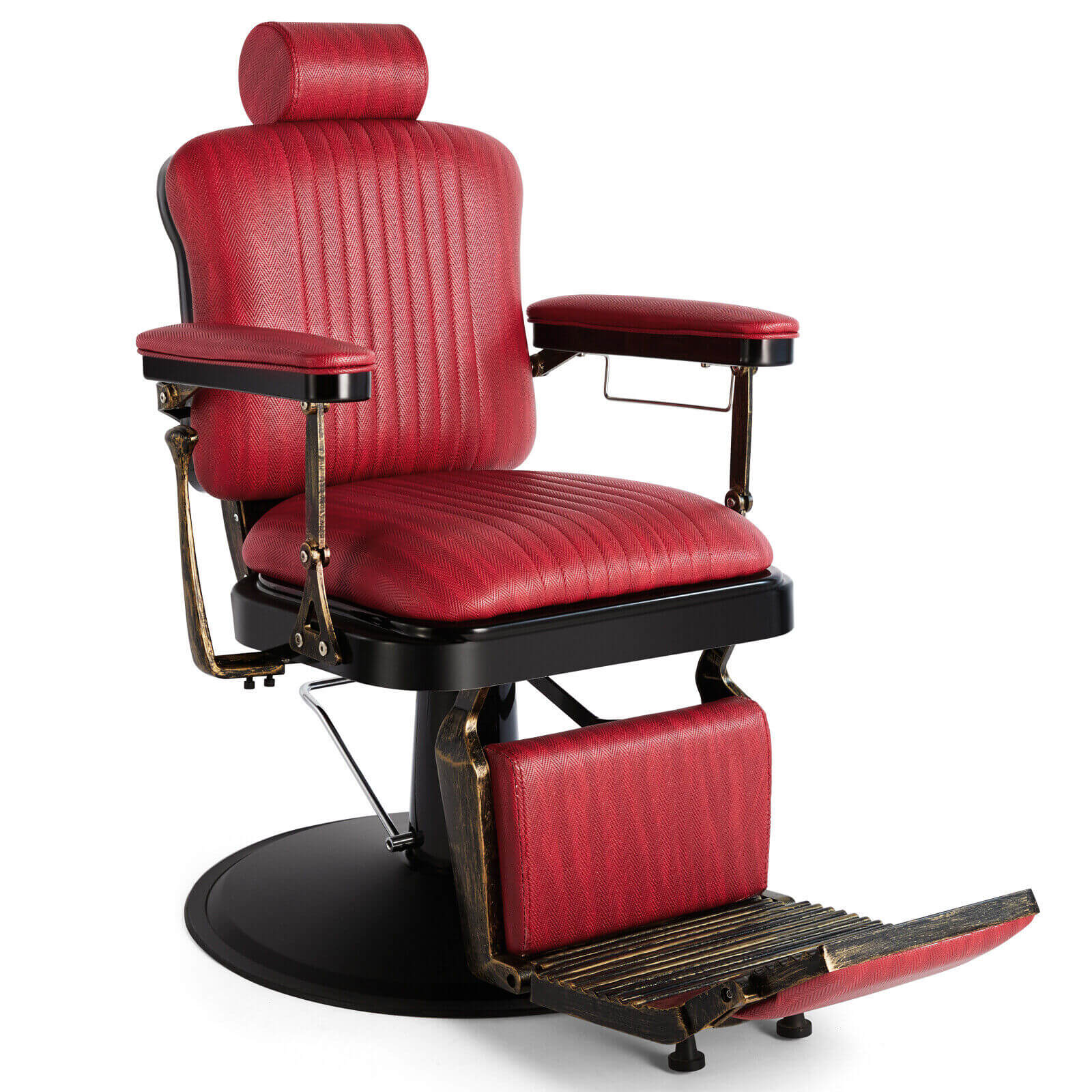 #5154 Retro Hydraulic Reclining Barber Chair (Burgundy)